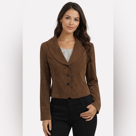 mac & jac Jackets & Blazers - RETRO Mac & Jac Brown Blazer Collar Tailored Fit